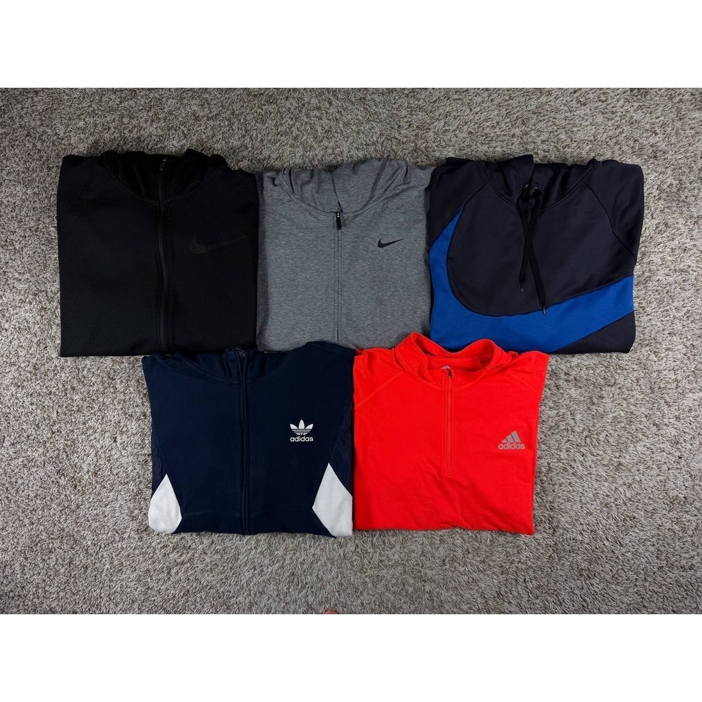 Lot of 5 Nike, Adidas Full Zip Hoodie Track Jackets Athletic Men's Size XL